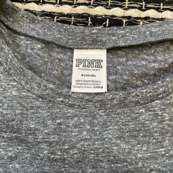 🌿VS PINK Womens Gray White Logo Short Sleeve Shirt M - Picture 4 of 6